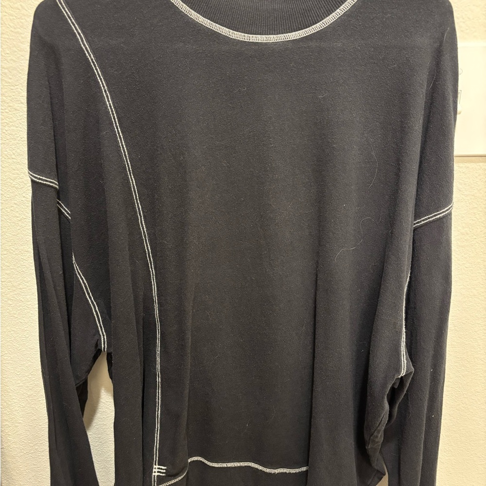 BDG Dark Gray Long Sleeve Top with White Accents